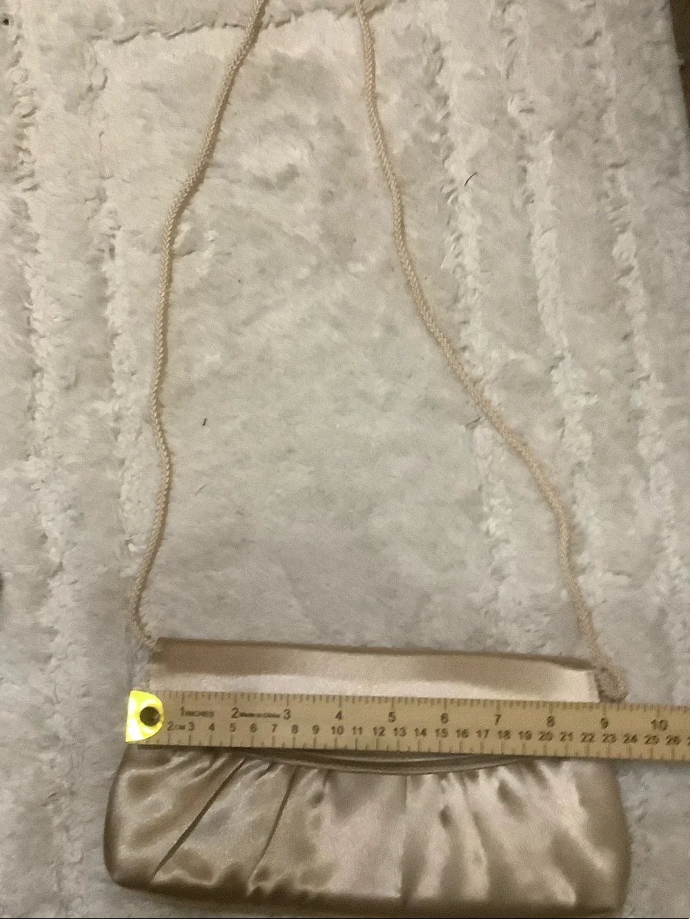 La Regale Shimmery Gold Evening Clutch with Chain Strap